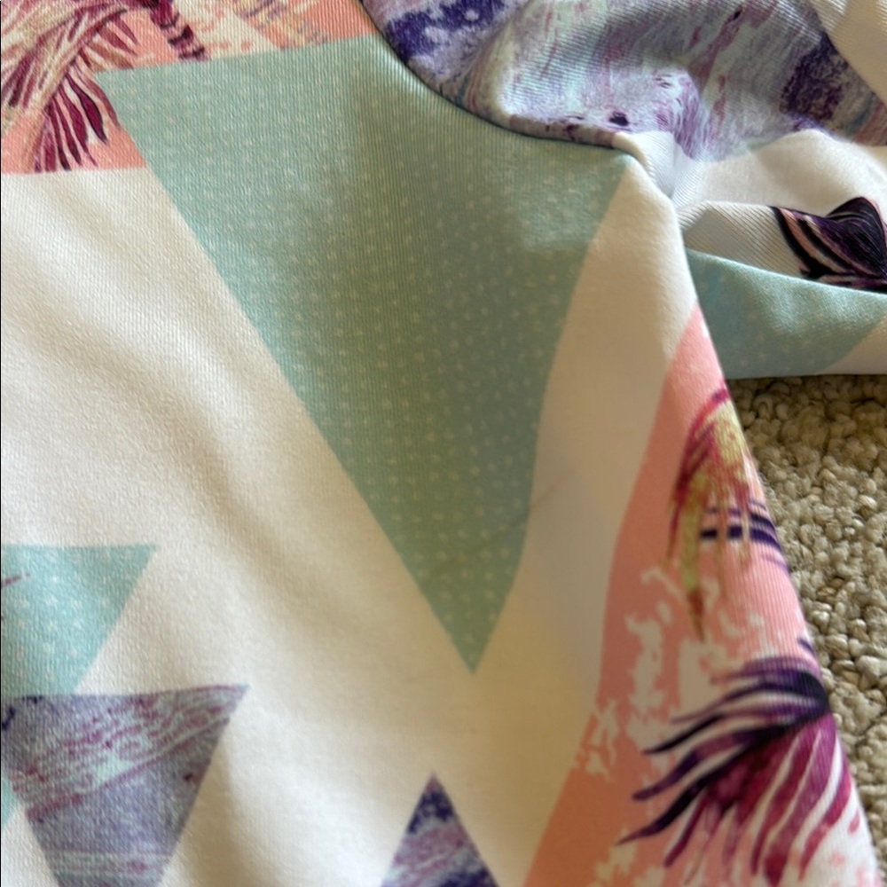 Bad Birdie Pink and Blue Polo Shirt with Modern Geometric Design - Picture 4 of 7